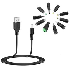 Universal 5V DC Power Cable, USB to DC Charging Cord with 10pcs Adapter Plugs picture