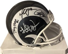 St. Louis Rams Isaac Bruce Kurt Warner Marshall Faulk  Holt Signed Mini Helmet picture