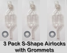 3 PACK S-Shape Bubble Fermentor Airlock w/ Grommet / Air Lock HomeBrew Wine Beer picture