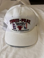 Chicago Bulls Michael Jordan 3 Peat Champs NBA Vintage SnapBack Hat picture