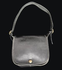 Old Vintage Coach 9170 Black Leather Classic Shoulder Bag Flap USA 90's VGUC picture