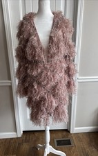ASOS DESIGN Pink Fringe Beaded Mini Dress Size US 6 Absolutely Stunning EUC picture