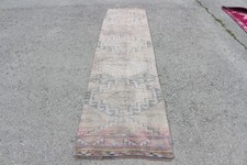 2,5x10,6 ft Runner Vintage Rug, Turkish Rug, Gray Pink Oriental Wool Rug picture