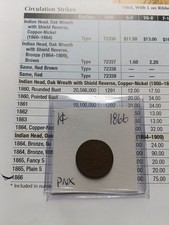 🔥 1866 Indian Head 🔥 Key Date Oak Wreath/Shield Reverse, Bronze  picture
