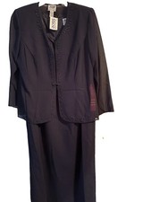 R&M Richards Women's Blue Beaded 2 Piece Dress Size 16 WP picture