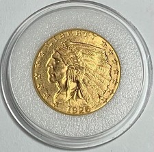 1926 Gold Indian Head 2 1/2 Dollar - Beautiful Even Strike, Obverse and Reverse. picture