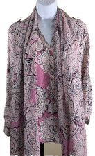 The Limited 2pc Set Womens M Paisley Button Up Blouse Matching Scarf Pink NWT picture