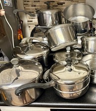 Vintage Farberware Bronx NY USA Stainless Steel Cookware 16 Pc Pot Pan Lid Lot picture