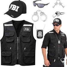 6Pcs FBI Agent Costume Set for Men Women,Halloween Secret 17.7*9.8*1in, Black picture