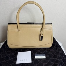 Gucci Vintage Cinghiale Slide Lock Beige Purse With Dustbag/Cards picture