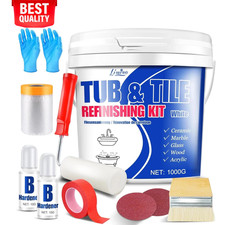 Tub and Tile Refinishing Kit - 35Oz Semi-Gloss White Tile Paint with Tools for B picture