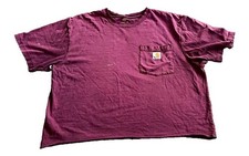 Vintage Carhartt Original Fit Unisex Maroon Cotton Pocket T-Shirt M Crew Neck picture