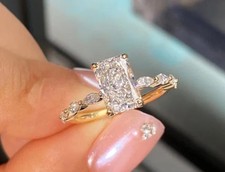 2.30 CT IGI Radiant Cut F/VS1 Lab Grown Diamond Engagement Ring 14K Yellow Gold picture