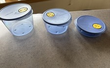 Tupperware Rock N Serve Containers Set Of 3 Blue picture