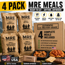 MRE 4 Pack Emergency Meals - Ready To Eat Survival Food, USA Made Military Food picture