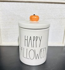 🧡New Rae Dunn Ceramic “Happy Halloween”Pumpkin Canister picture