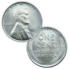 USA 1943 P Wartime Steel Cents Pennies Coin - Bril picture
