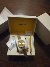 Movado Bold Women’s Swiss Quartz 34mm Gold Dial Milanese Mesh Watch Box picture