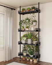 Bamworld Tension Rod Plant Stand Adjustable Hanging Plant Shelf  Indoor picture