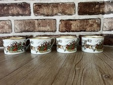 Vintage 1978 Fitz & Floyd St Nicholas Christmas Cups Mugs Gold Trim Set of 4 picture