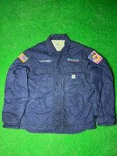 Carhartt FR Flame Resistant Work Jacket Mens M Navy Blue Made in Mexico picture