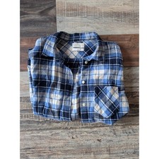 (1) Trendy Blue J.Crew Plaid Button-Up Long Sleeve Dress Shirt Women's Size 8 picture