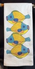 One New 100% Cotton Kitchen Tea Towel Metlox Pescado Fish Inspired Colorful picture