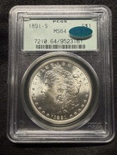 1891-S $1  MS64 CAC PCGS OGH 3.0 Morgan Silver Dollar Old Holder VAM 3.1 picture