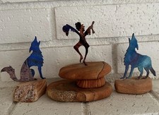 Southwestern Enameled Metal Art Work Figurines On Sandstone Base picture