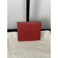 Loewe Red Smooth Leather Bifold Wallet Snap Coin Purse Made in Spain picture