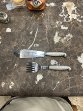 Vintage Ambassador Sheffield Sterling Handle Fish Serving Knife Fork Set picture