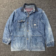 Vintage Sears Roebuck Hercules Faded Blue Denim Chore Jacket Blanket Lined Sz L picture