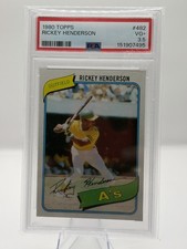 Topps 1980 Rickey Henderson #482 PSA Graded Rookie Card Oakland Athletics picture