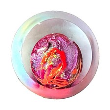 Frosted Multicolor Swirl Art Glass Paper Weight picture