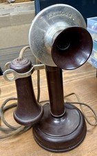 Antique Kellogg Candlestick Telephone Early 1900s All Orig Nickel Plated Brass picture