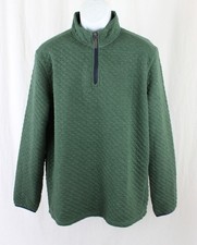 J.Crew Men's Green 100% Cotton Quilted 1/4 Zip Long Sleeve Pullover Shirt Large picture