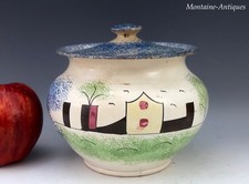 Two color Spatterware Sugarbowl W/ Fort Decoration ca., 1830 picture