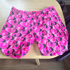 Loudmouth Men's Pink/Black Abstract Chino Shorts Cotton Zip Pockets picture