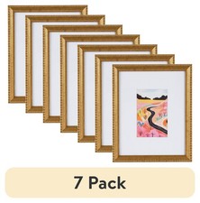 (7 pack)  8x10 Matted for 4x6 Beaded Gold Decorative Tabletop Picture Frame picture