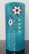 MCM  BITOSSI  Vase   ALDO LONDI  Blue Green Flowers  ITALY  10