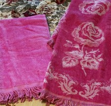 Vintage '60s Hand Towels  Pink/Rose 100% Cotton picture