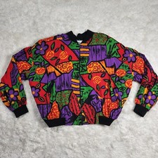 Effeci Creazioni Women Size Medium Relaxed Colorful Long Sleeve Zip Up Jacket CL picture
