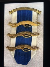 Antique 14K Gold DAR Pin JE Caldwell Ribbon MS Ralph Humphreys 3 Ancestor Bars  picture