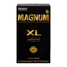 TROJAN Lubricated Magnum Condoms XL Large Size - 12 (Pack of 12), Black picture