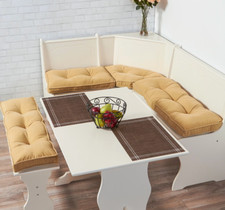 Cream 4 piece Nook Cushion Set Corner Bench Booth Seat Dining Breakfast Kitchen picture