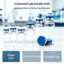 1000PCS 2/3/5/10/20ml Glass Vials Headspace Vials Lab Vials w/ Caps Crimp Top US picture
