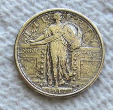 1917-S Type 1 25C Standing Liberty Quarter Rare Key Date AU Corroded Cleaned picture