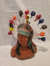 Antique Chief Watta Pop Lollipop Sucker Counter General Store Display Chalkware picture