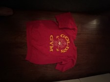 Gold's Gym Sweatshirt Red Cutoff Sleeves Vintage picture