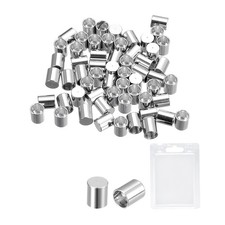 60PCS 4mm Column Leather Cord End Caps Silver picture